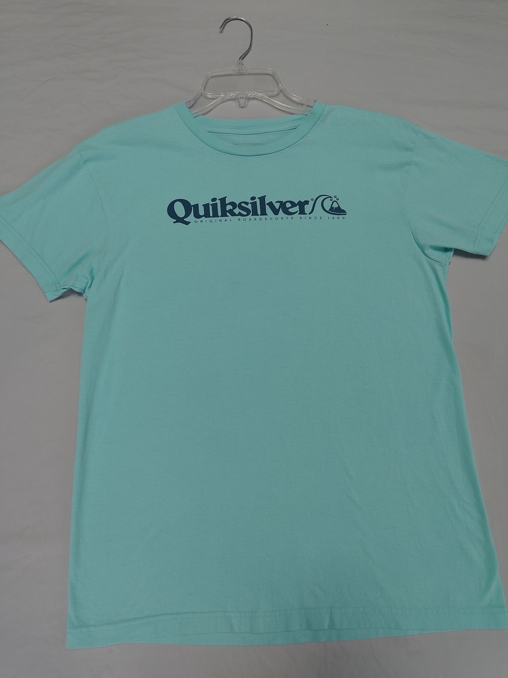 Quiksilver Aqua Crew Neck Tee with Navy Logo